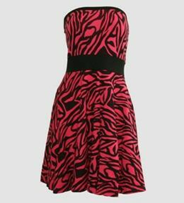 [17049]  Strapless jurk met roze zebraprint