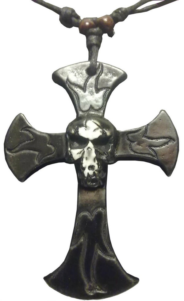 [38015]  Veterketting met zwart/wit kruis 