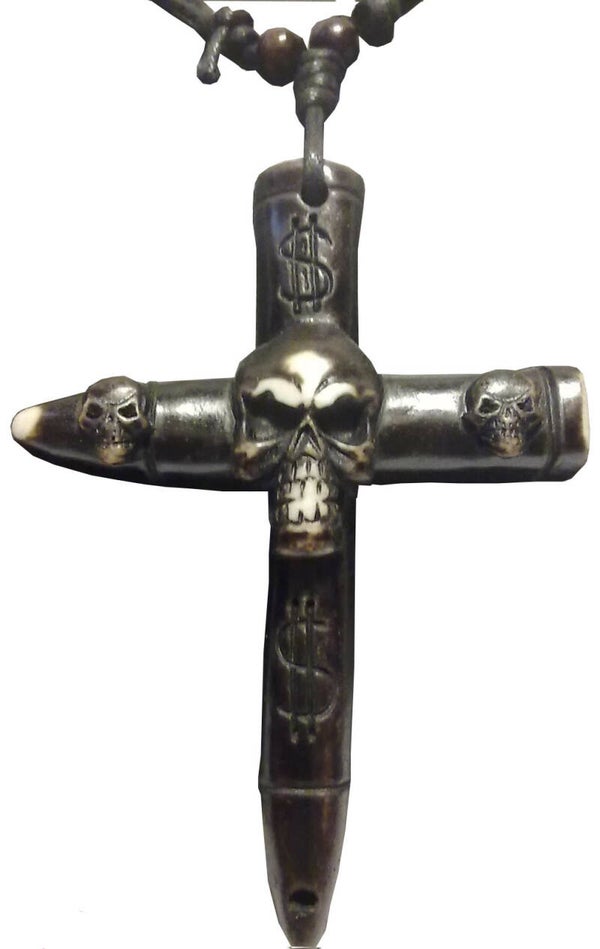 [38016]  Veterketting met bruin/wit kruis 