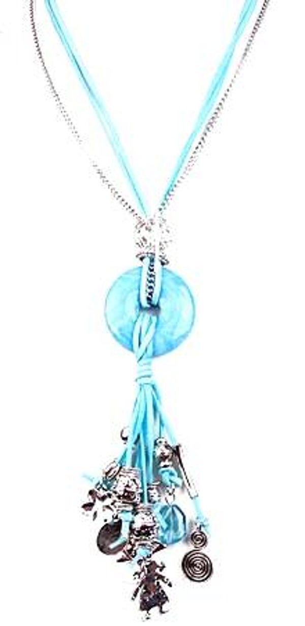 [8069]  Lange blauwe veterketting