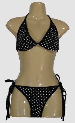 [45016]  Zwarte bikini met witte stippen