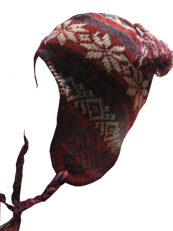 [24012]  Roze/wit/bordeauxrode Nepalese muts