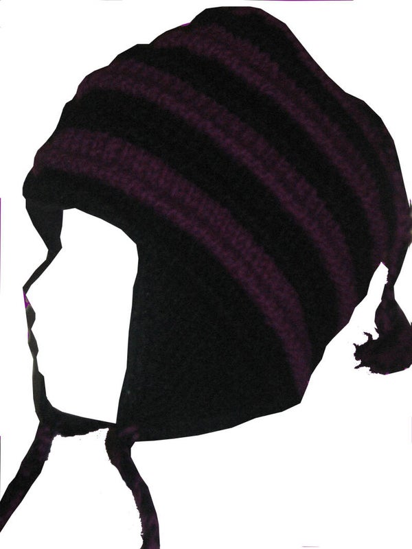 [12014]  Zwart/paars gestreepte muts