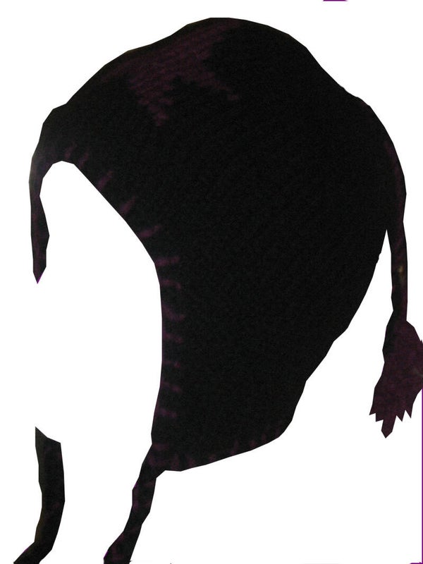 [24016]  Zwarte muts met paarse ster