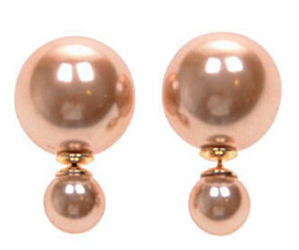 [10050]  Double dots oorbellen goudkleurig 