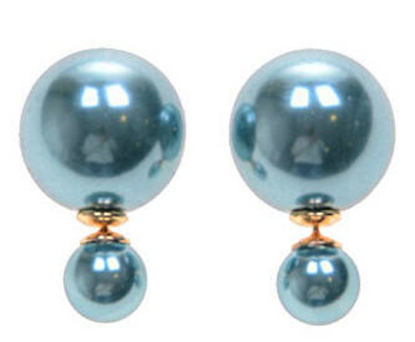 [10063]  Double dots oorbellen blauw