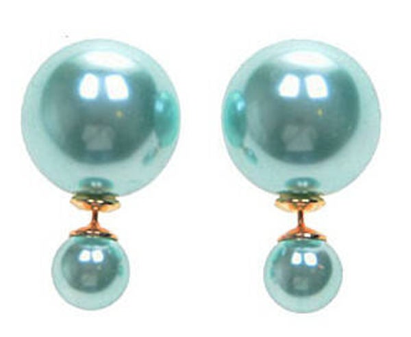 [10066]  Double dots oorbellen lichtblauw