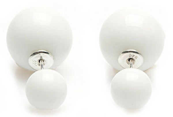 [10077]  Double dots oorbellen matwit 