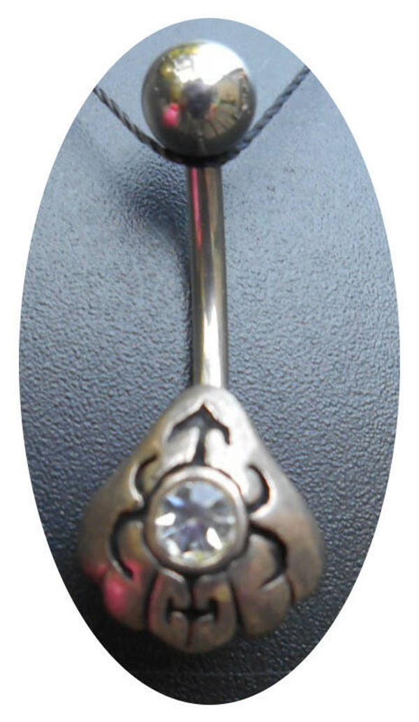 [14029]  Navelpiercing met blanke strass 