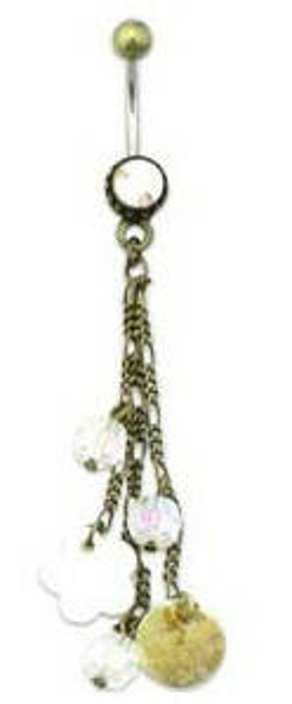 [14036]  Navelpiercing met 3 hangers