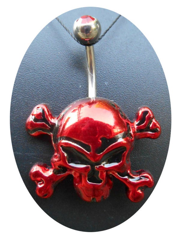 [14081]  Rode skull navelpiercing 