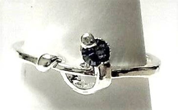 [12015]  Zilverkleurige ring met lichtblauw steentje (maat 16)