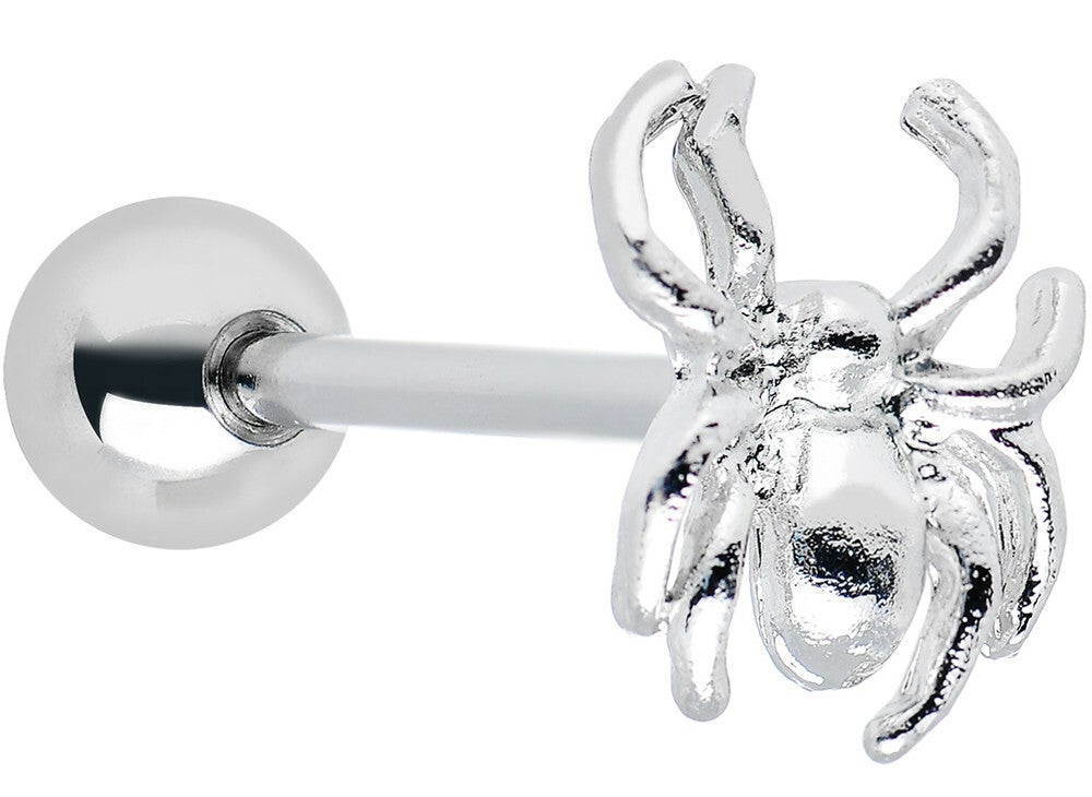 [ 15005]  Zilverkleurige tongpiercing "Spider"