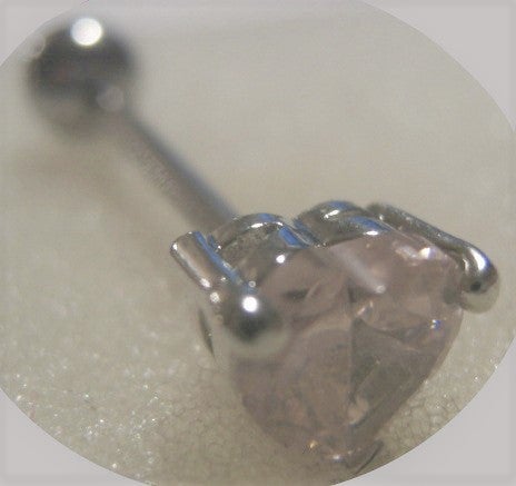 [15076]  Tongpiercing met roze steen