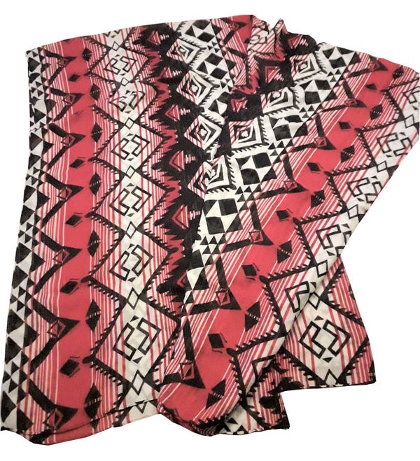 [16052] Zwart/wit/rode sjaal