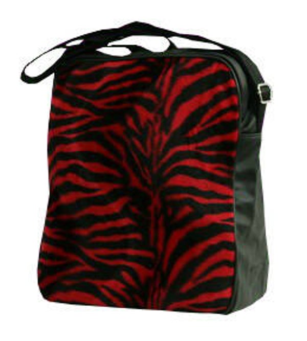 [7060]  Fluffy tas met rood/zwarte zebraprint