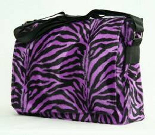 [7061]  Fluffy postmanbag met zwart/paarse zebraprint