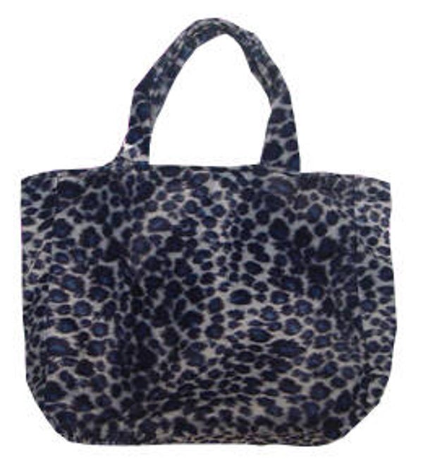 [7073]  Fluffy tasje met blauwe luipaardprint