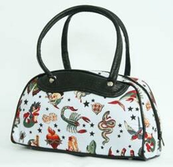 [7082]  Witte tas met tattooprint