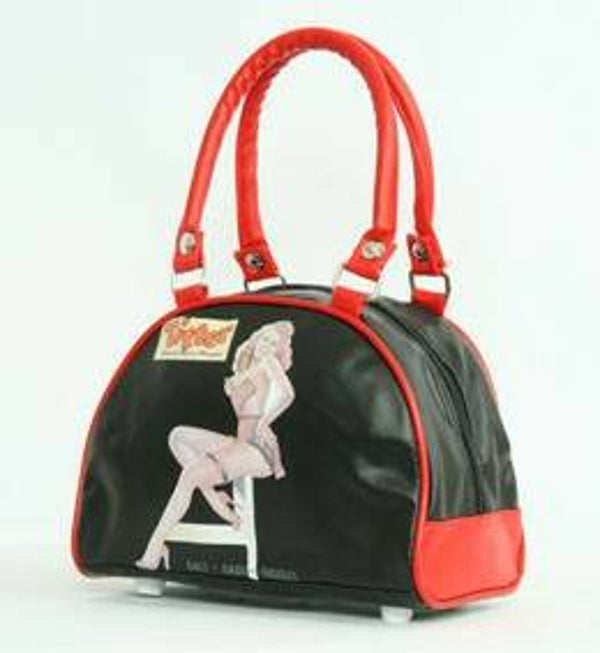 [7096]  Zwart/rode bowlingtas met pinup-print