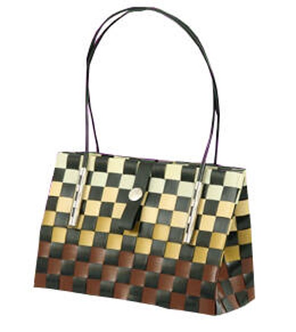 [7097]  Bruin gevlochten tasje