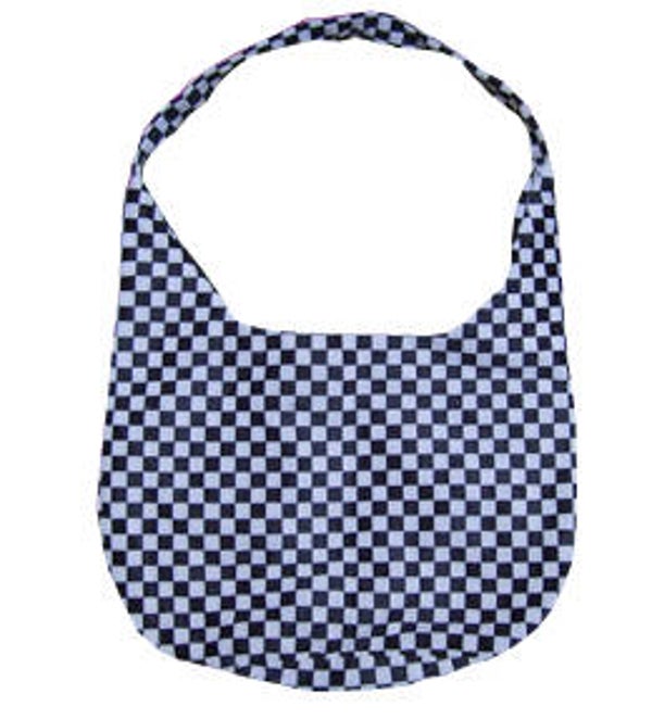 [7126]  Zwart/wit geblokte fluffy tas