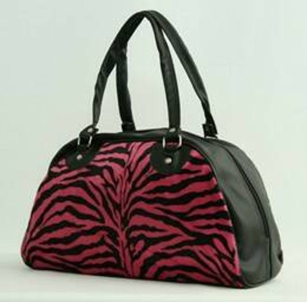 [7130]  Bowlingtas met roze/zwarte zebraprint
