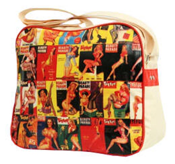 [7143]  Witte pvc tas met pin-ups