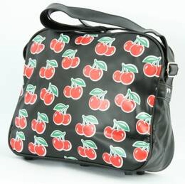 [7145]  Zwarte pvc tas met kersen