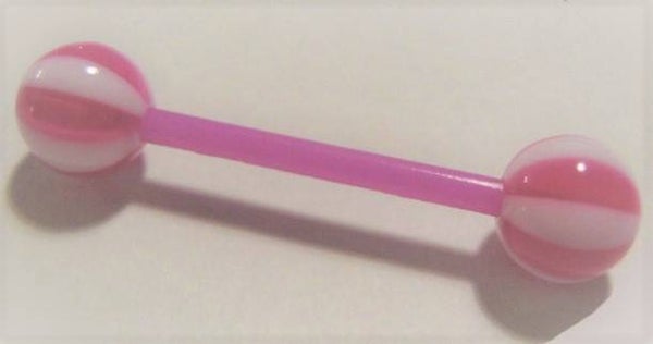 [15060]  Flexi tongpiercing in paars/wit