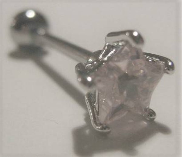 [15100] Tongpiercing met roze steen