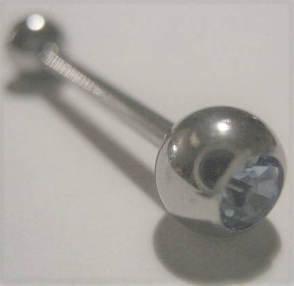 [15108]  Tongpiercing met lichtblauw steentje