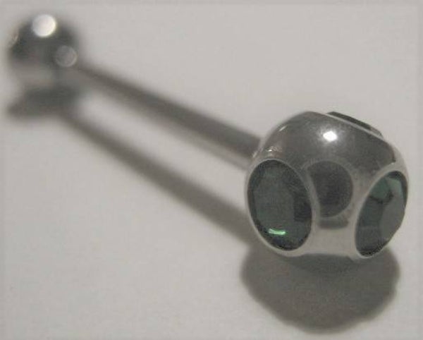 [15116]  Tongpiercing multigem donkergroen