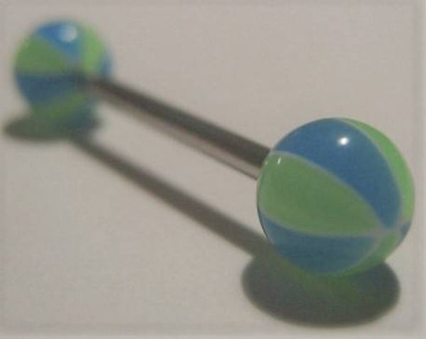 [15134]  Tongpiercing in groen/blauw/wit