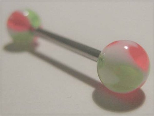 [15137]  Tongpiercing in wit/groen/rood