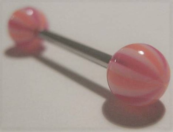 [15140]  Tongpiercing in oranje/roze/wit