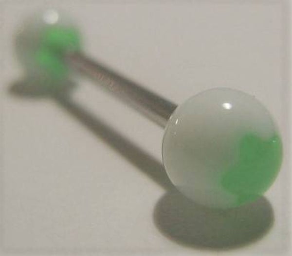 [15143]  Tongpiercing in wit/groen