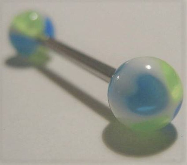 [15145]  Tongpiercing in wit/groen/blauw