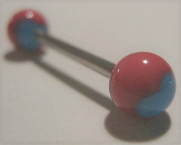 [15151]  Tongpiercing in rood/blauw