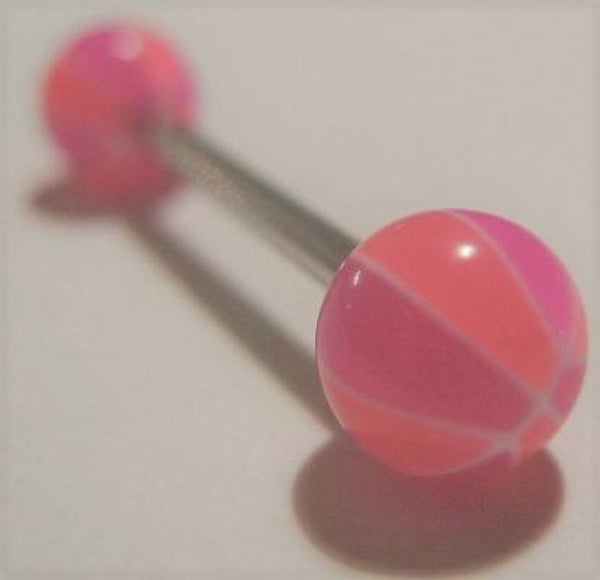 [15186]  Tongpiercing oranje/roze/wit