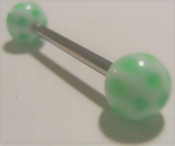 [15192]  Tongpiercing groen/wit