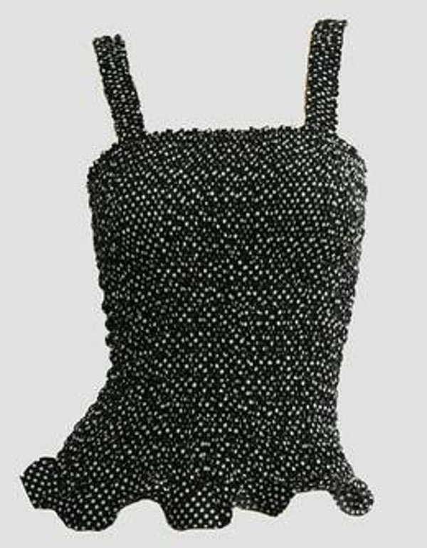 [28005]  Zwarte elastische top met witte stippen
