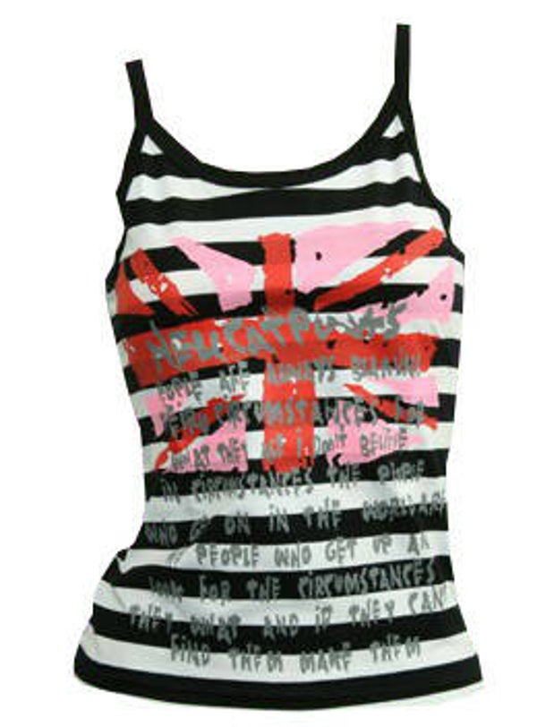 [28028]  Zwart/wit gestreepte top met opdruk