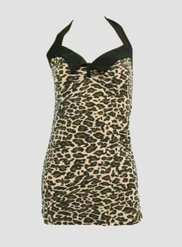[28029]  Haltertop met luipaardprint