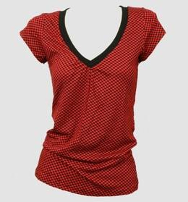 [26024]  Zwart/rood geblokt t-shirt