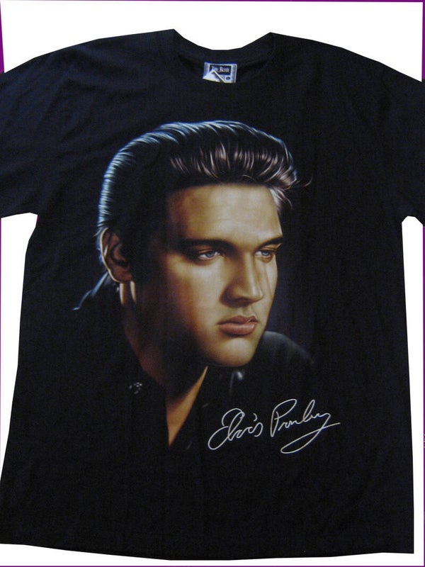 [29038]  Zwart t-shirt met opdruk van Elvis