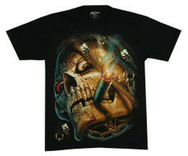 [29206]  Zwart t-shirt met glow-in-the-dark-opdruk