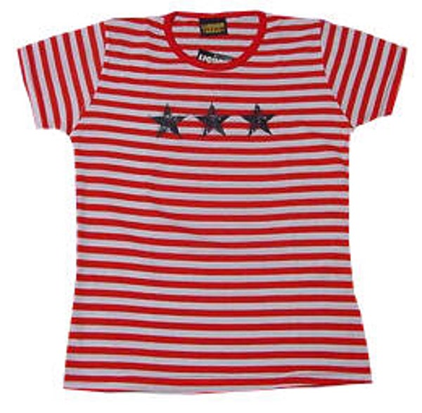 [34074]  Rood/wit gestreept t-shirt van Liquor Brand