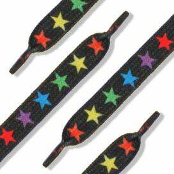 [21032]  Zwarte schoenveters met gekleurde sterren