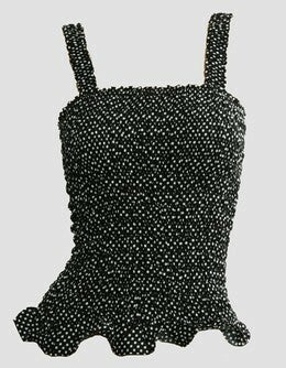 [28005]  Zwarte elastische top met witte stippen